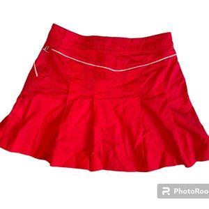 Red Pleated Mini Skirt